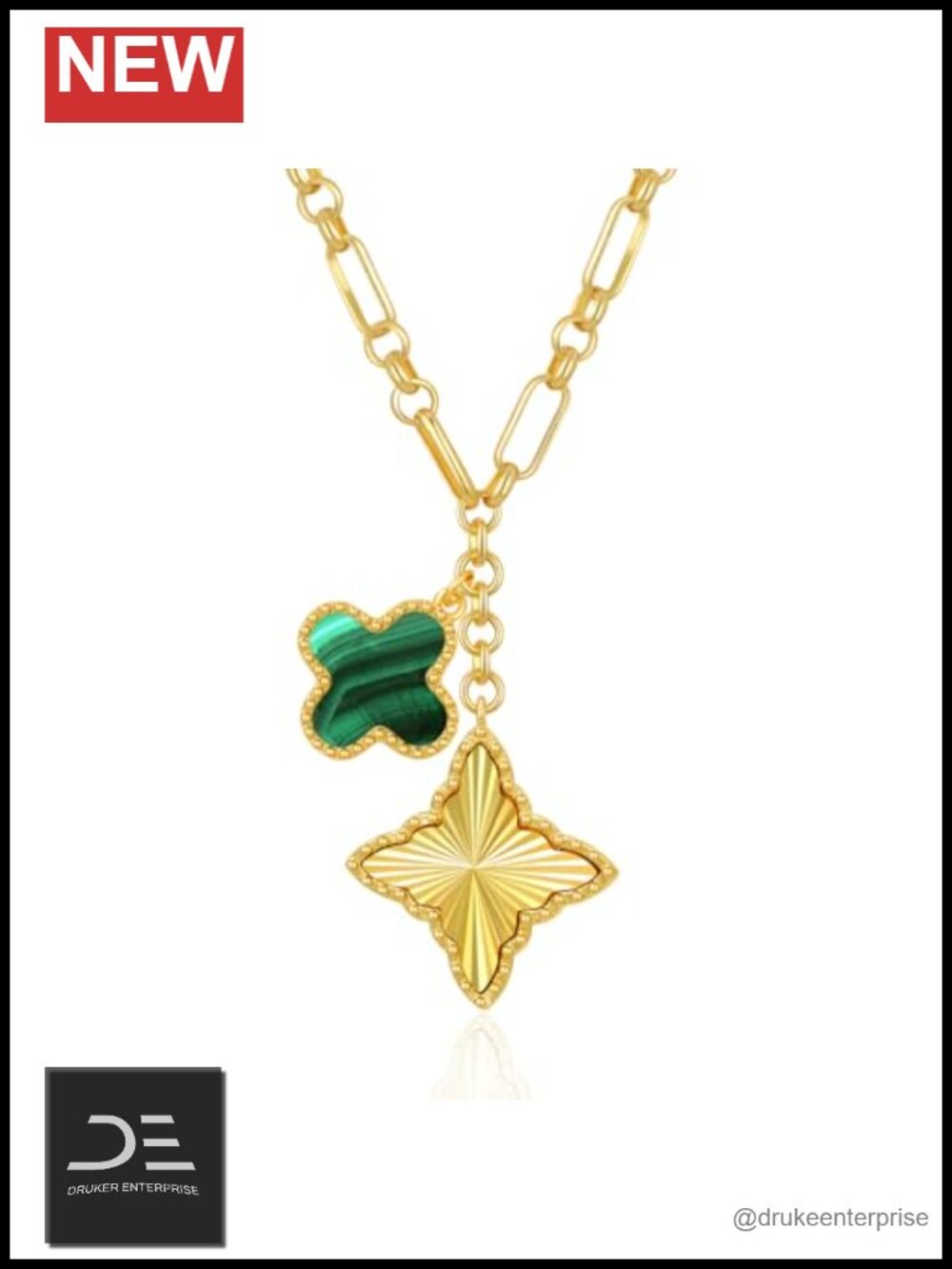 14K Gold Plated Four Leaf Clover Pendant Necklace Lucky Dainty Jewelry Gift